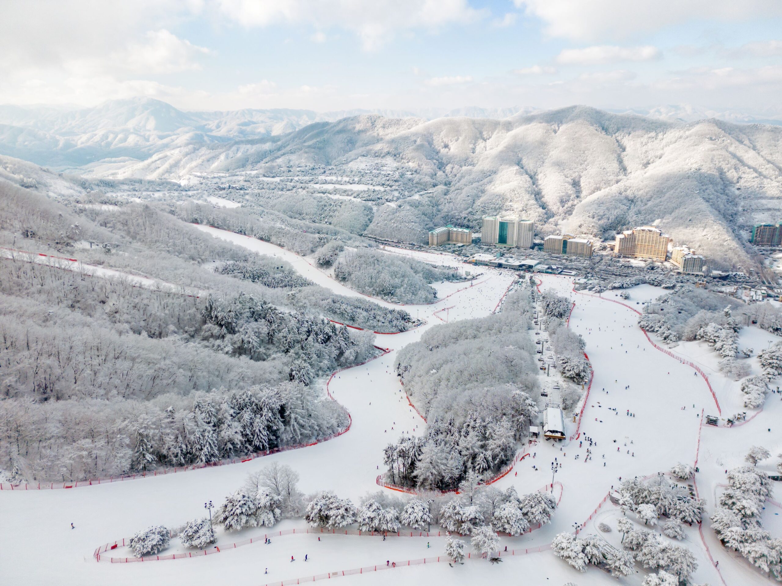 Skiers on Beginner Slope