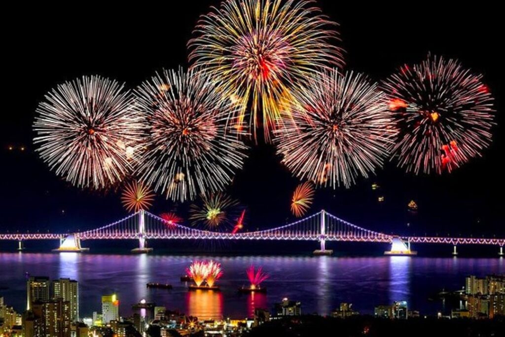 Busan Fireworks Festival fireworks and night view