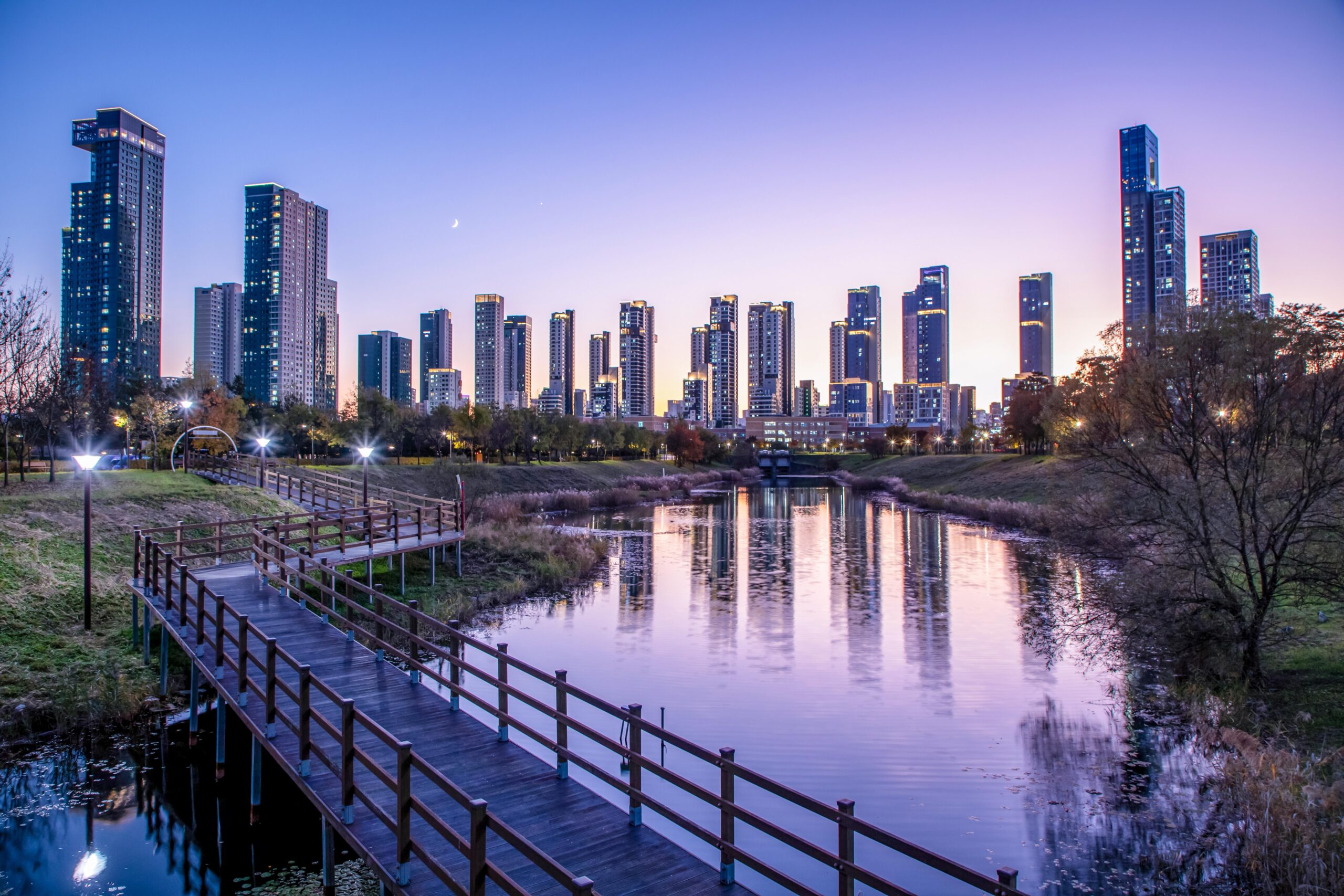 Waterfront and modern city views at Sejong Lake Park